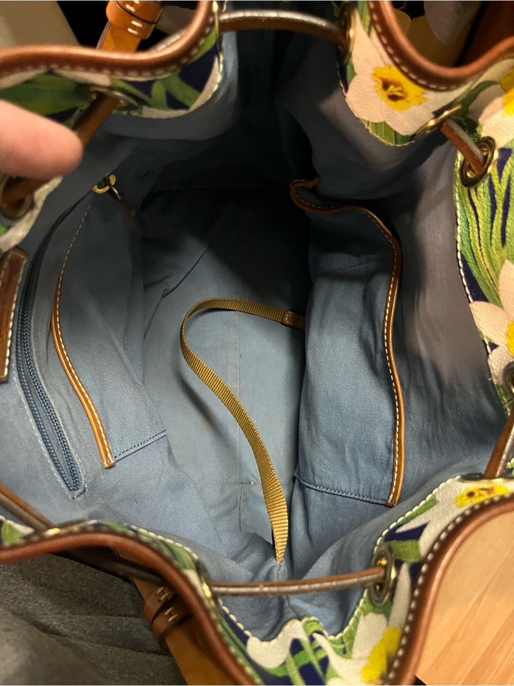 Dooney & Burke Daffodil Drawstring Bucket Bag with Leather Trim - Picture 4 of 5